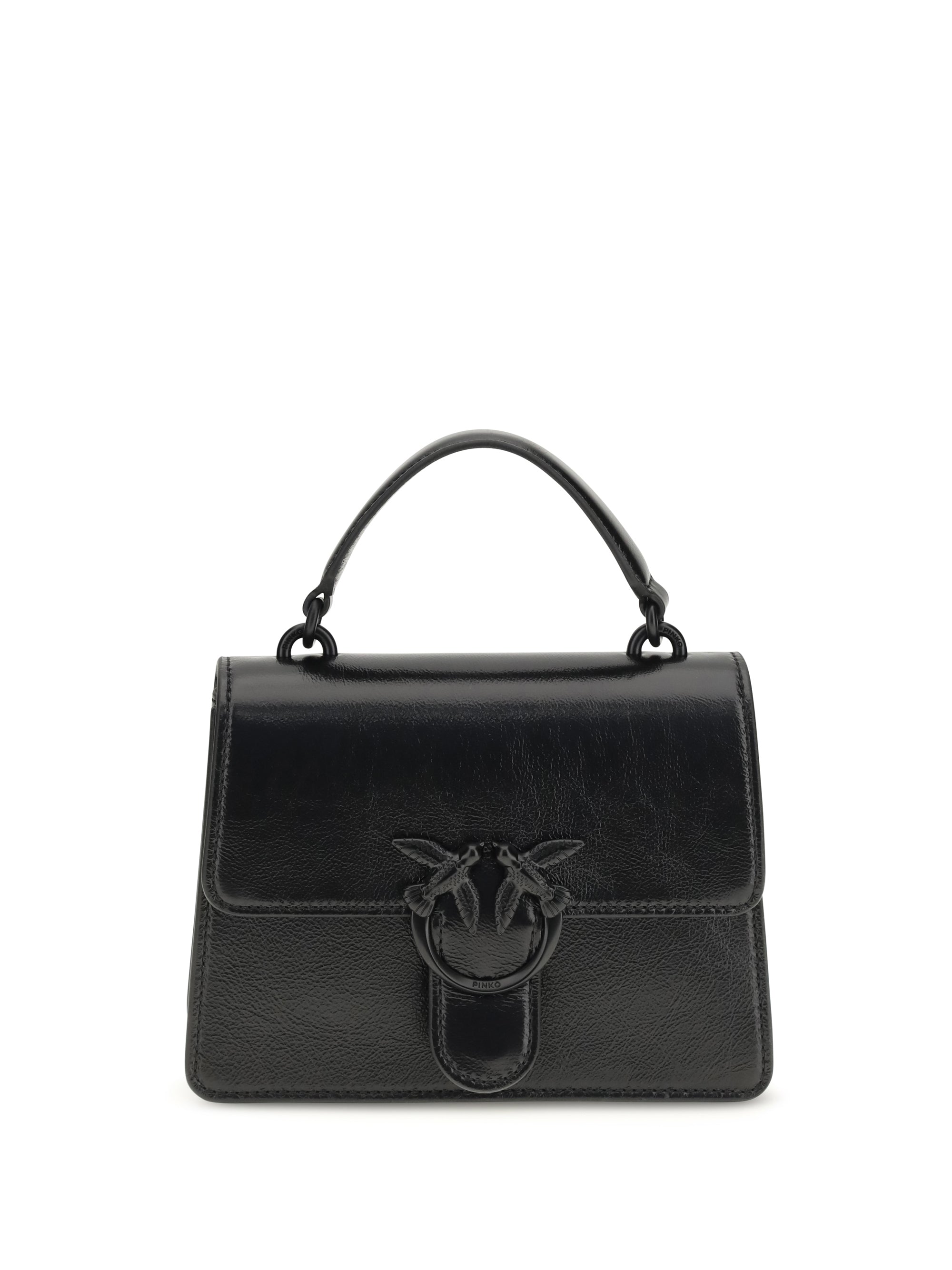 shiny leather love one top mini handbag
