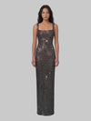 gunmetal square maxi dress with rhinestones