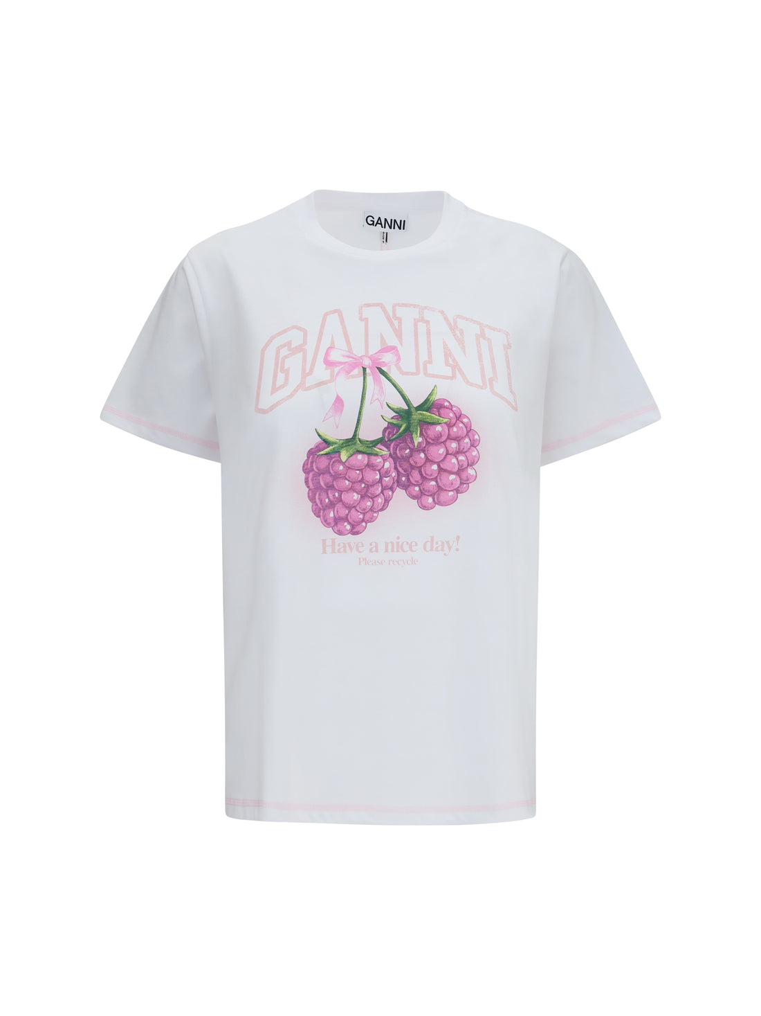GANNI L cotton raspberry t-shirt