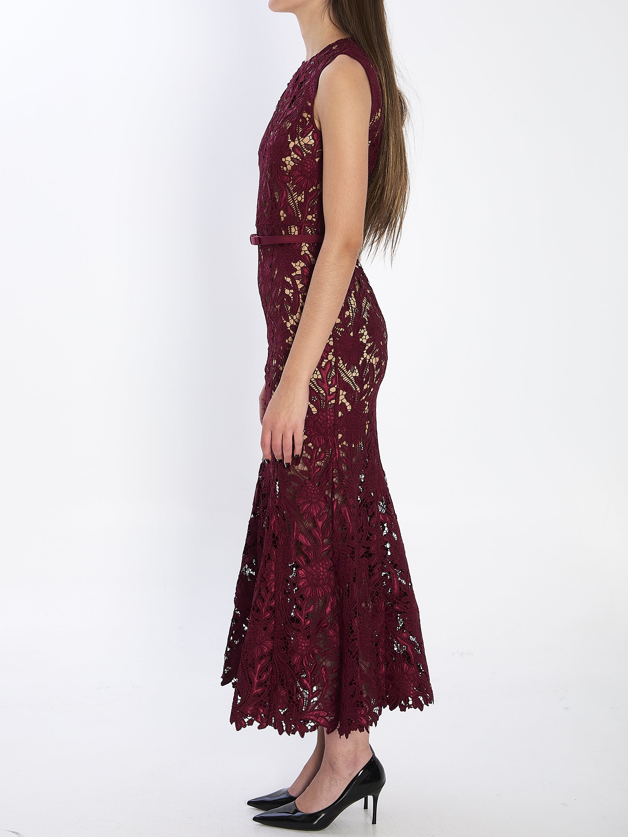 Self-Portrait Floral Lace Midi Dress