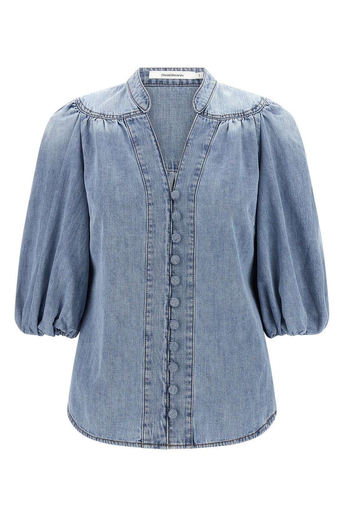 ZIMMERMANN 0.0 lucky cotton denim blouse