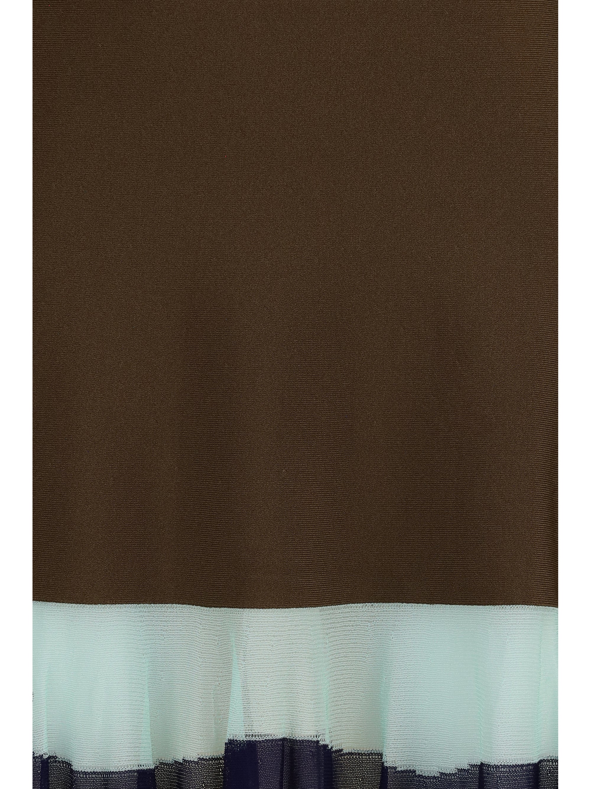 long dress with color-striped skirt