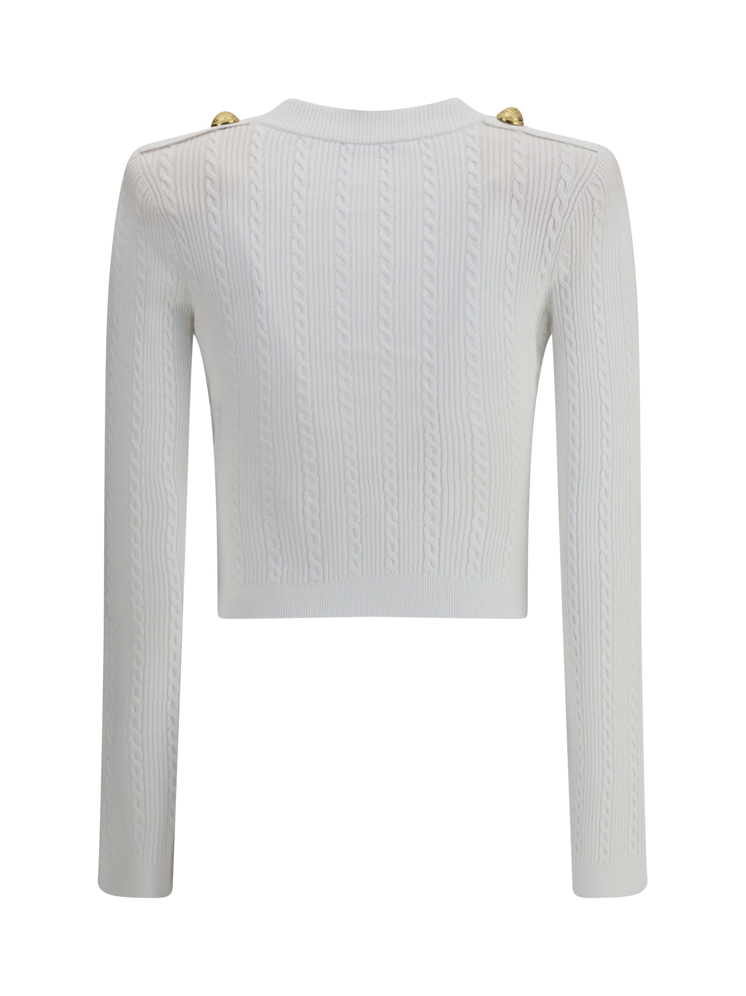 BALMAIN 36 ribbed and braided cardigan