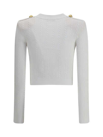 BALMAIN 36 ribbed and braided cardigan
