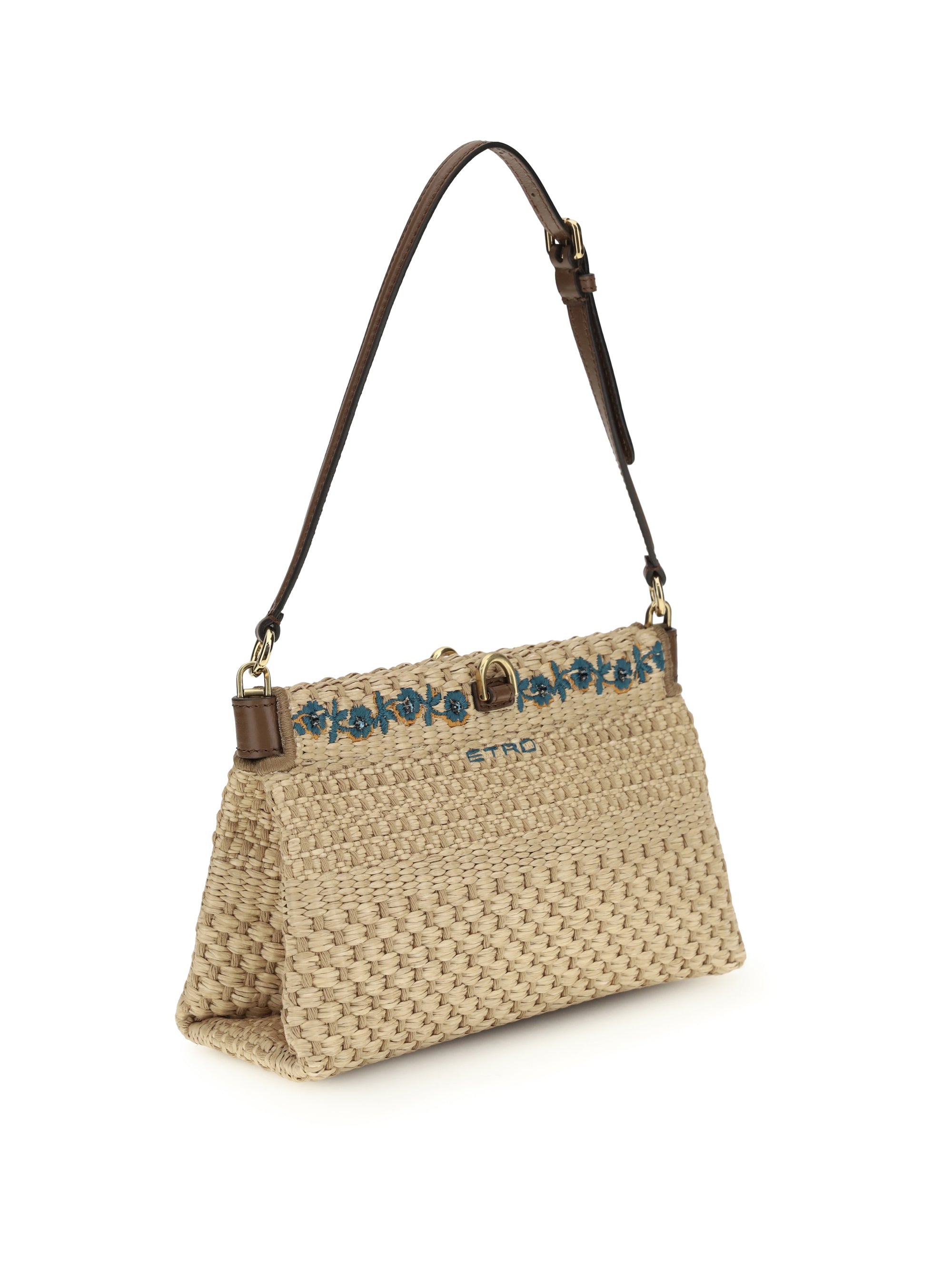 floral-embroidered clutch bag