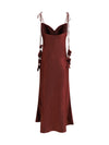 satin flower midi dress