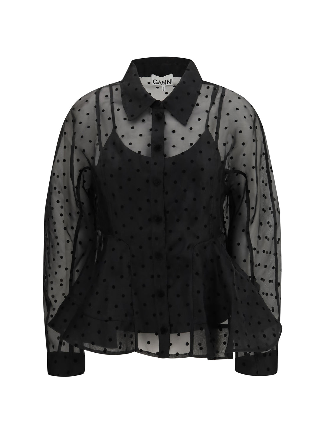 GANNI 36 polka dot organza shirt 