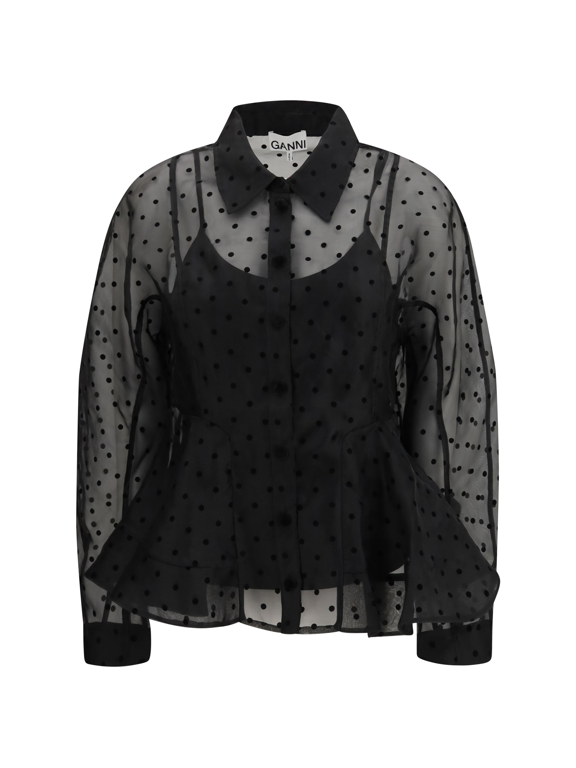 polka dot organza shirt