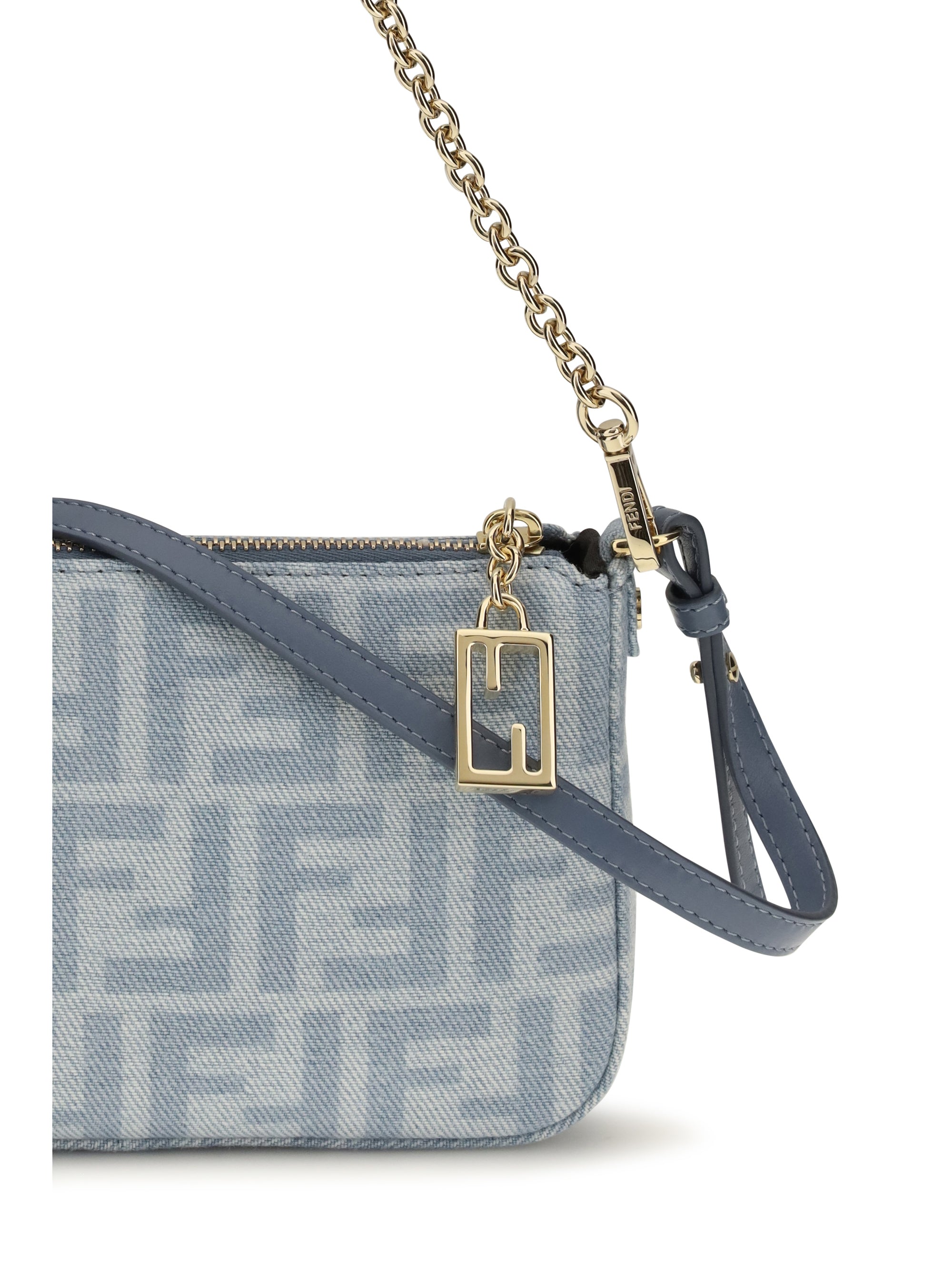 denim baguette clutch