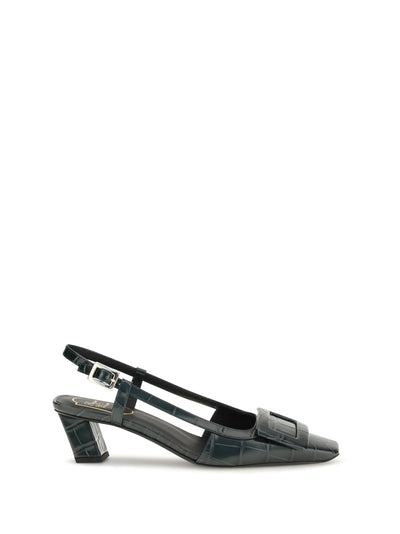 belle vivier croc-effect slingback pumps