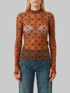 monogram mesh flock second skin top