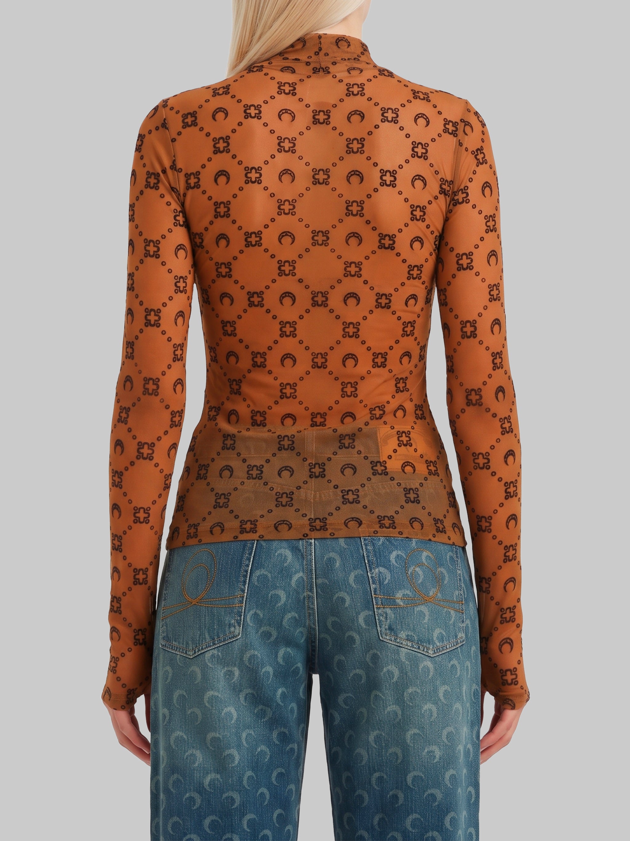 monogram mesh flock second skin top