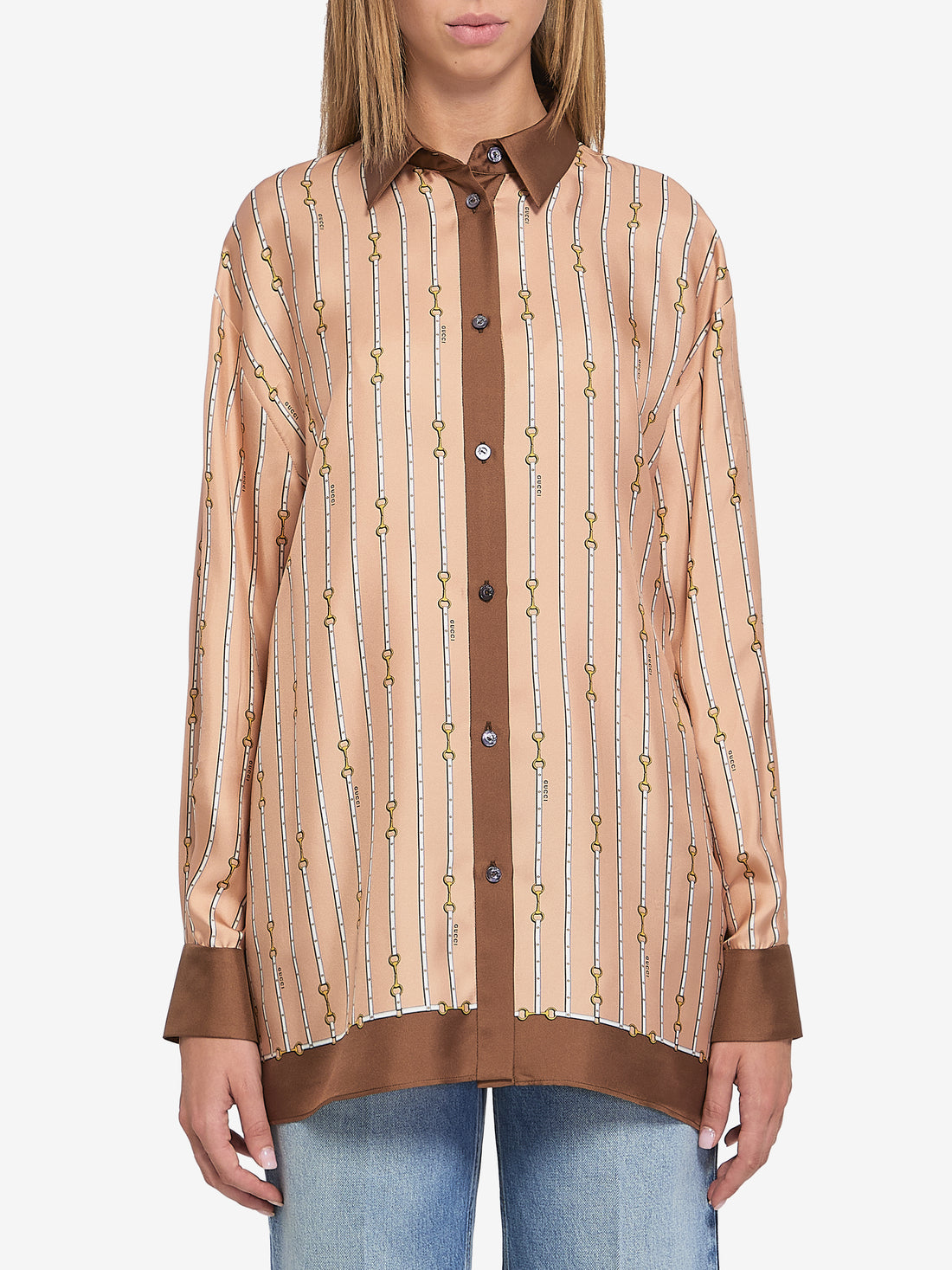 GUCCI 38 shirt in printed silk