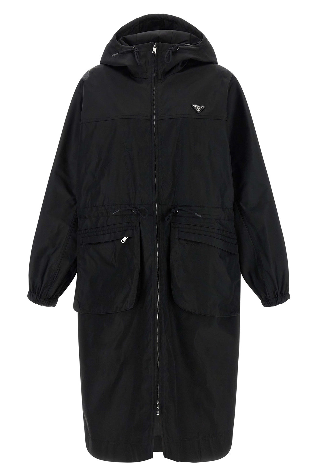 PRADA 38 the prada re-nylon raincoat features an oversized silhouette