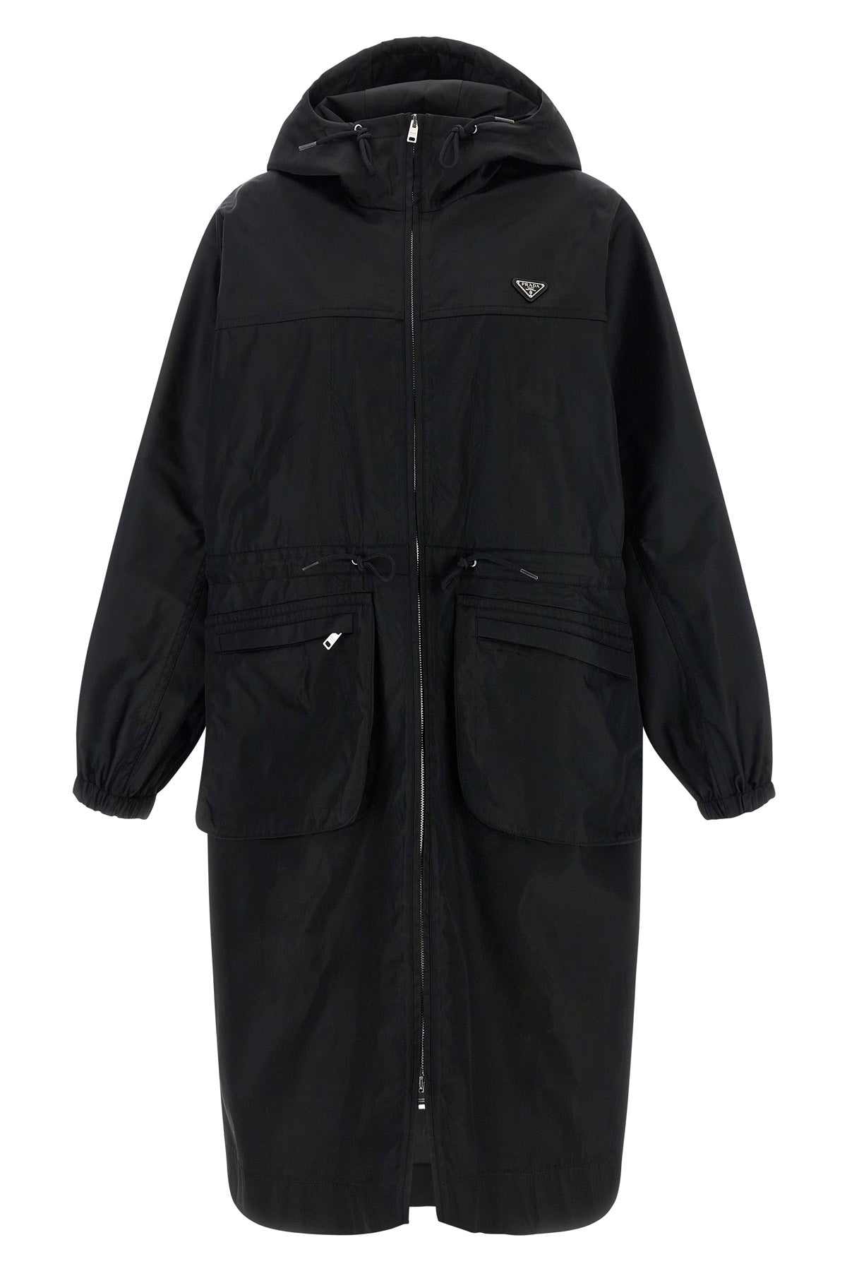 the prada re-nylon raincoat features an oversized silhouette