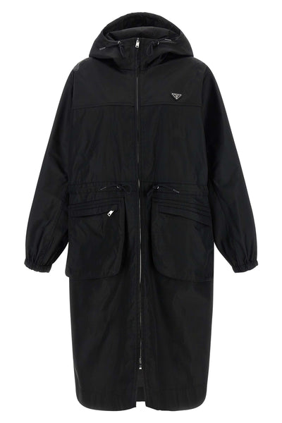 the prada re-nylon raincoat features an oversized silhouette