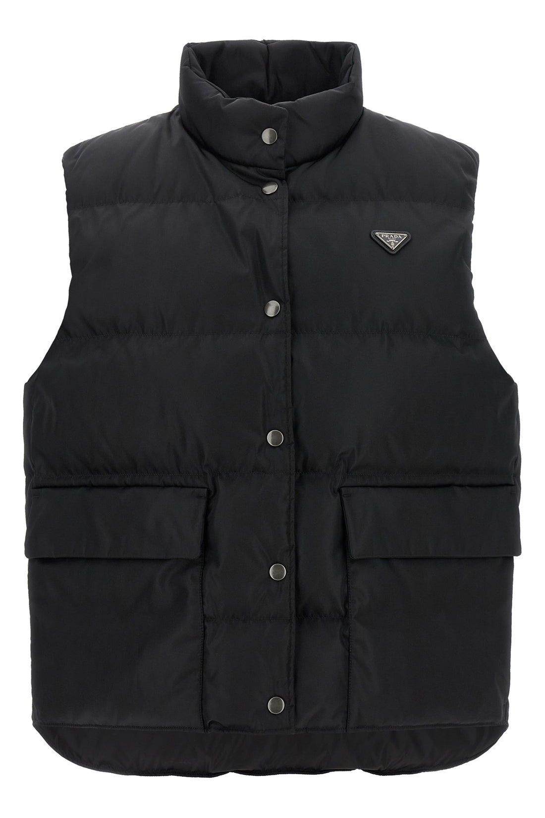 PRADA 36 the prada black re-nylon vest redefines the codes of outerwear through a technic
