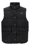 the prada black re-nylon vest redefines the codes of outerwear through a technic