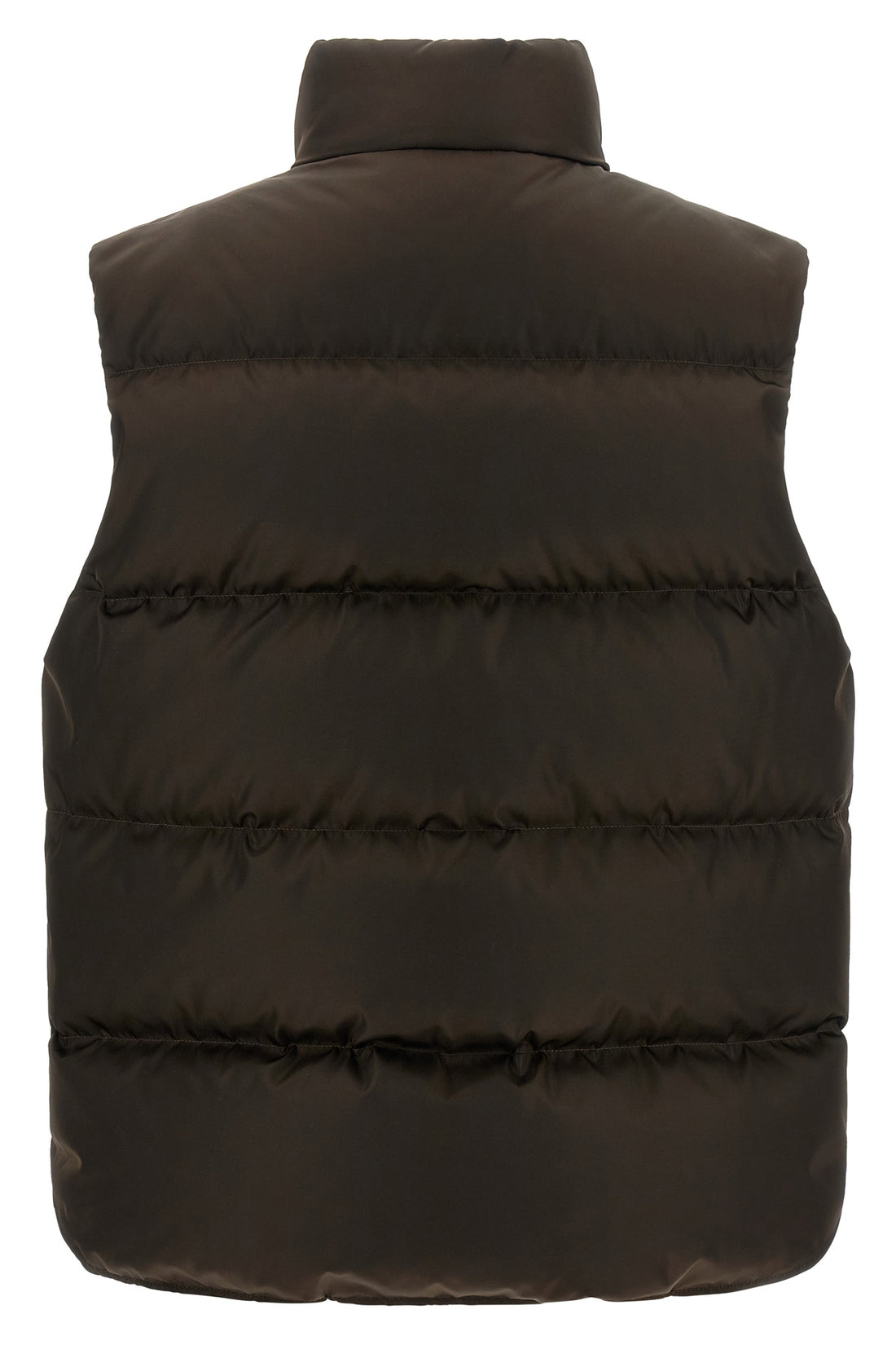 PRADA 36 the prada dark brown re-nylon vest defines a functional silhouette through calib