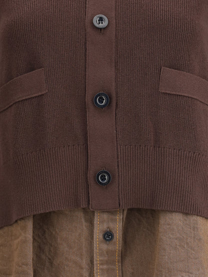 SACAI 3 cardigan with denim panel