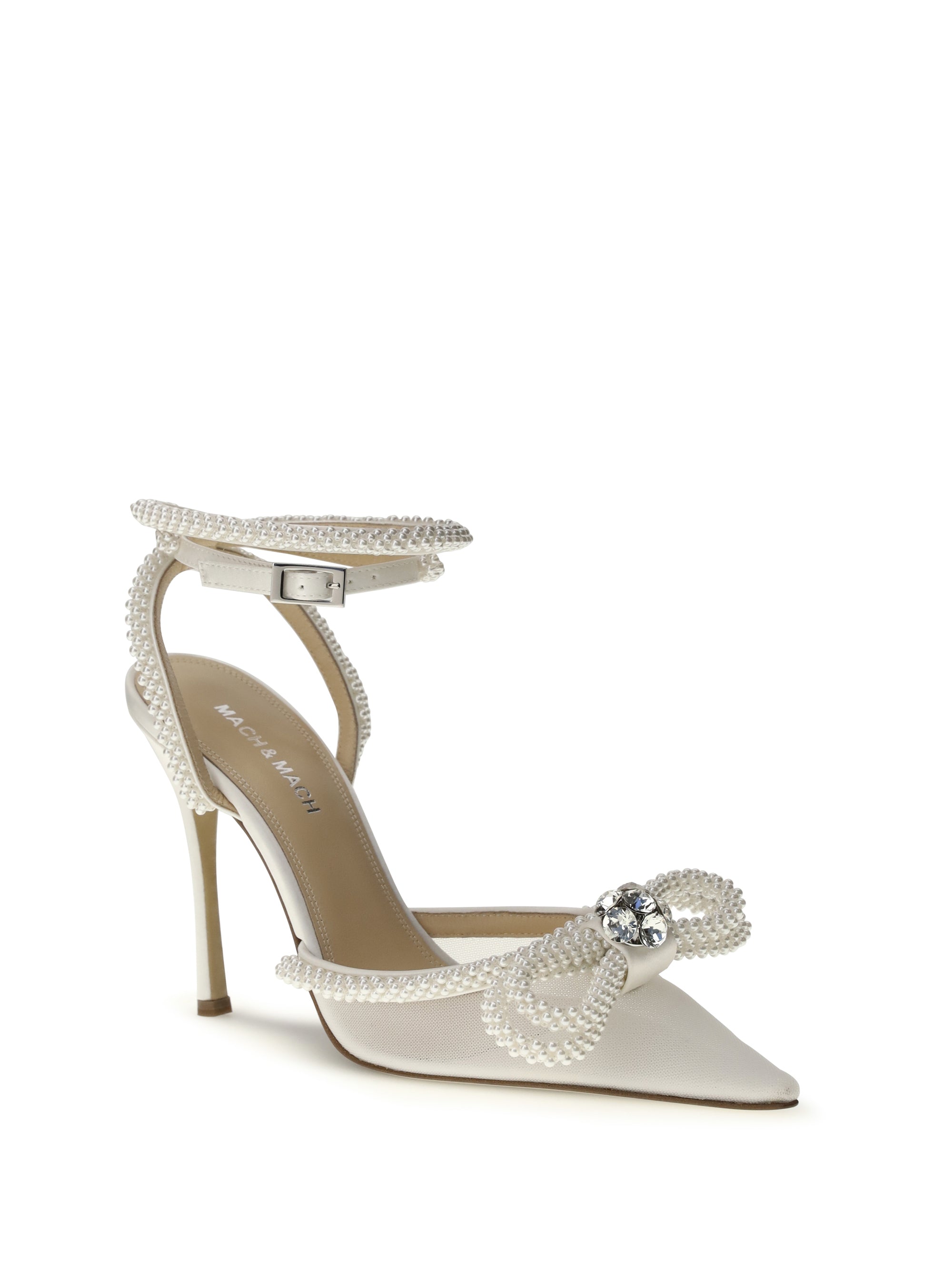 double bow satin pumps