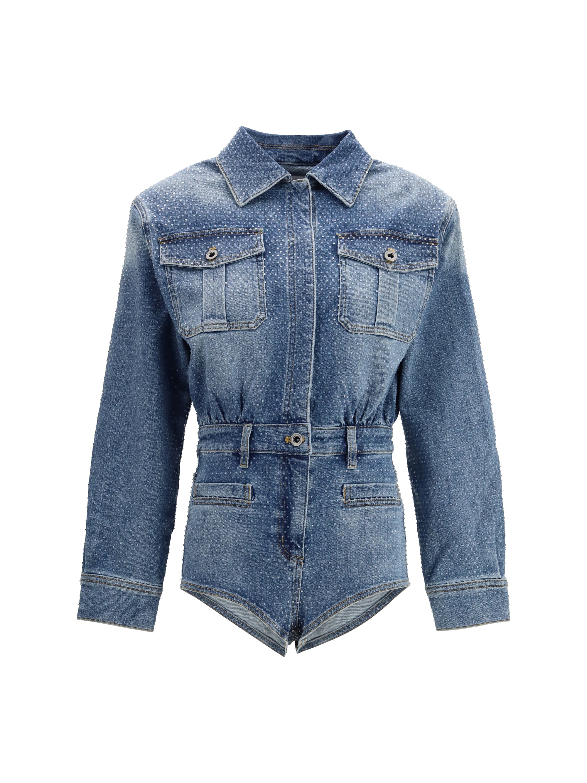 rhinestone denim playsuit