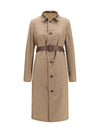 reversible cotton gabardine and cashmere pied-de-poule trench coat