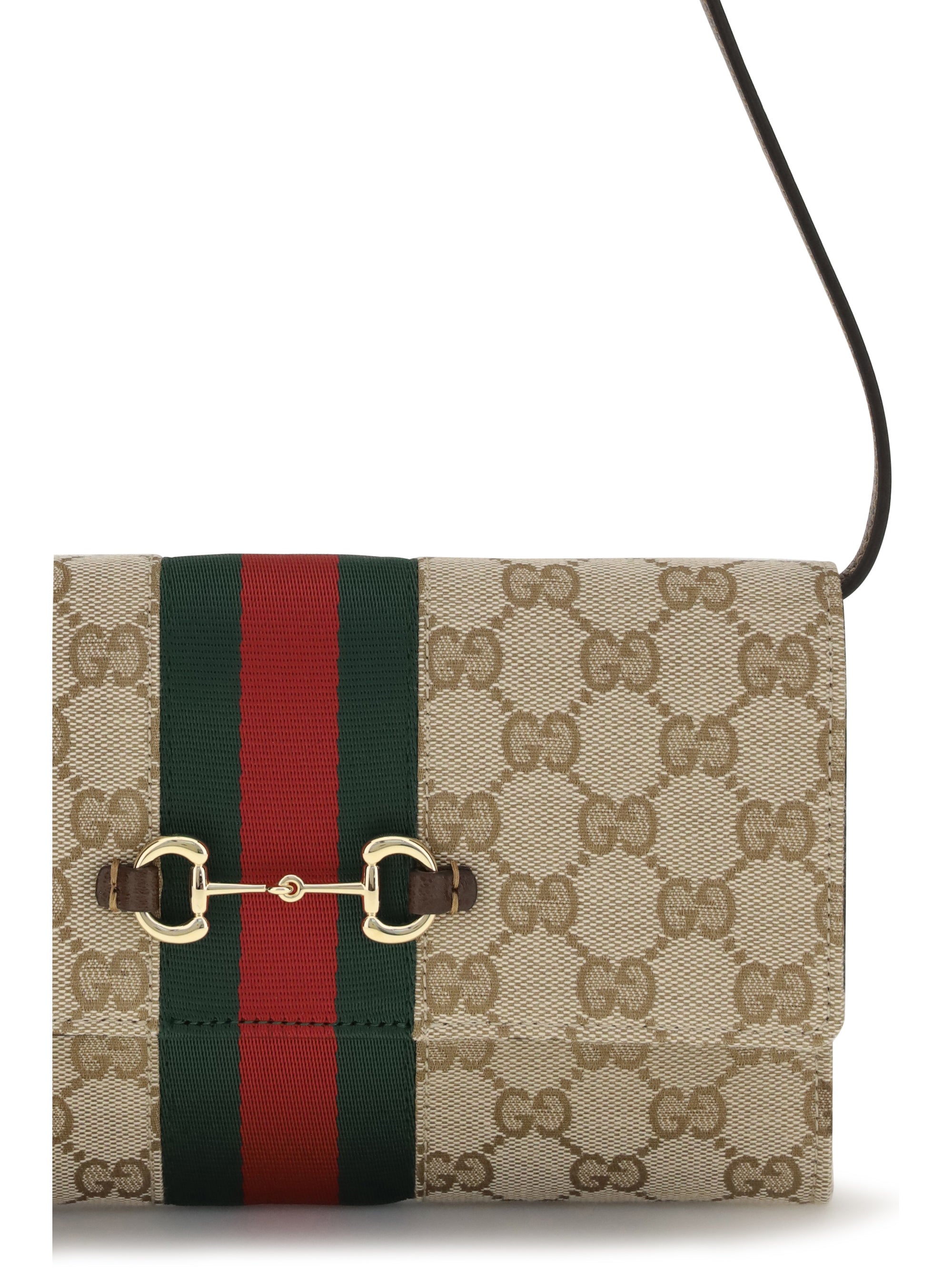 horsebit web wallet with shoulder strap