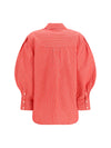striped cotton shirt with balloon sleeves