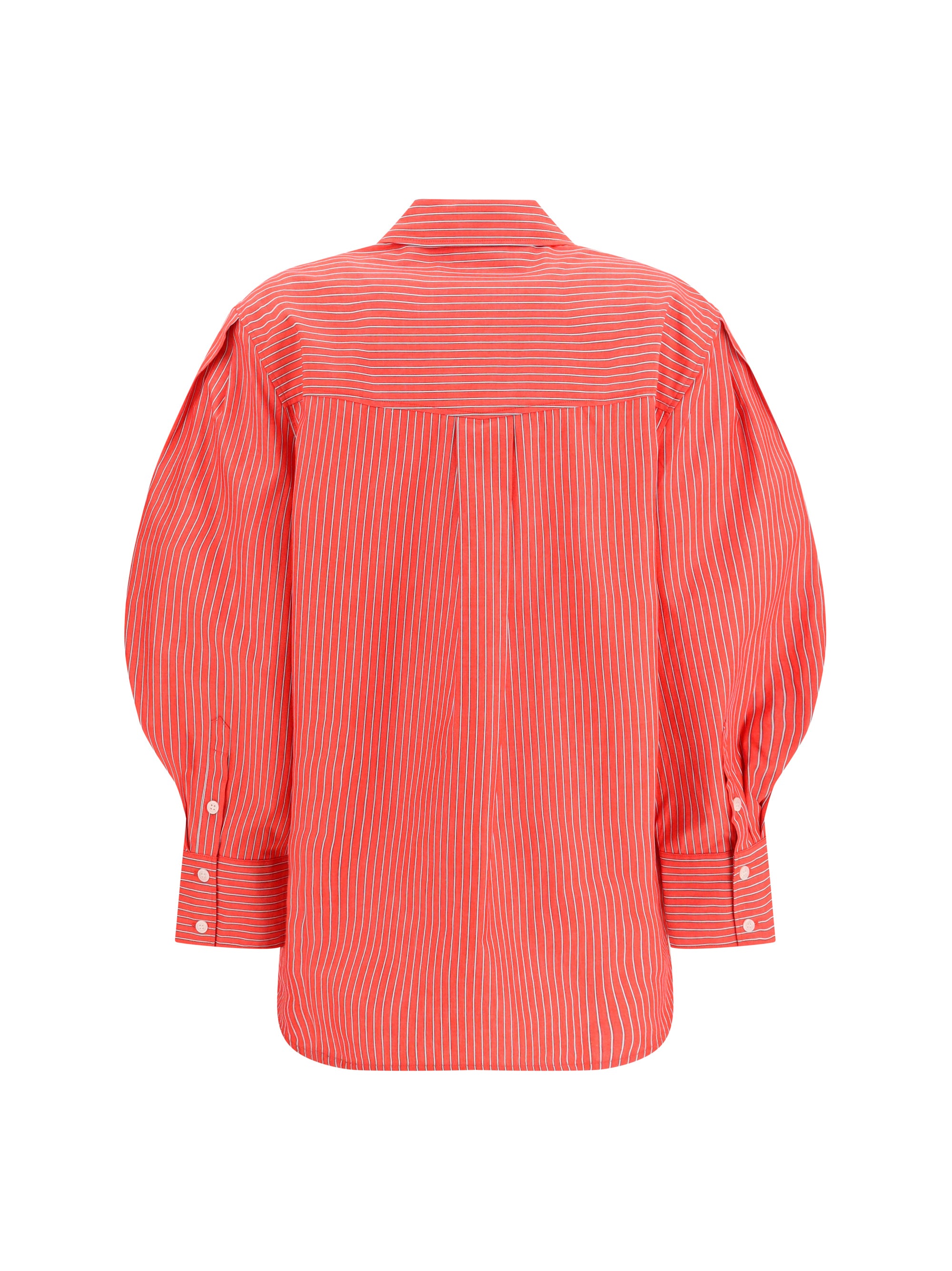 striped cotton shirt with balloon sleeves
