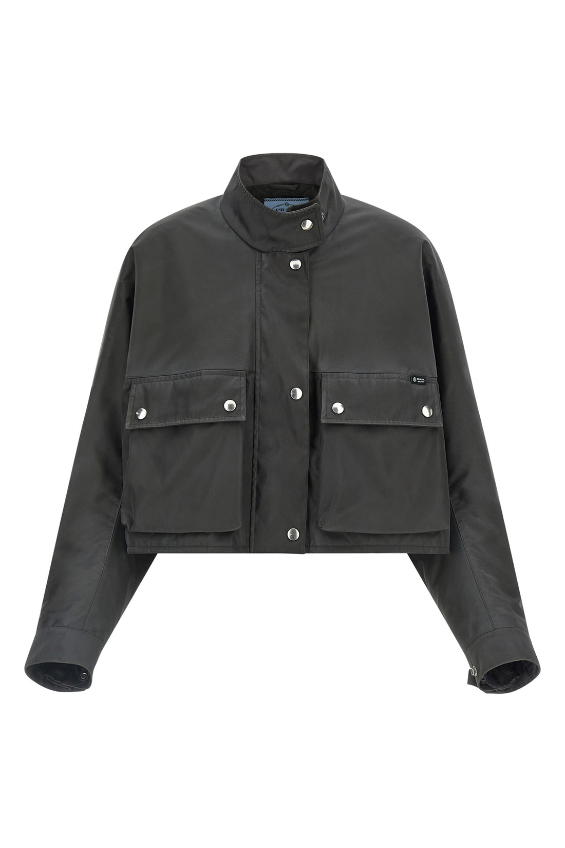 PRADA 38 the prada jacket in structured technical fabric redefines the volumes of contemp