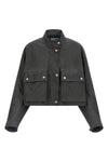the prada jacket in structured technical fabric redefines the volumes of contemp