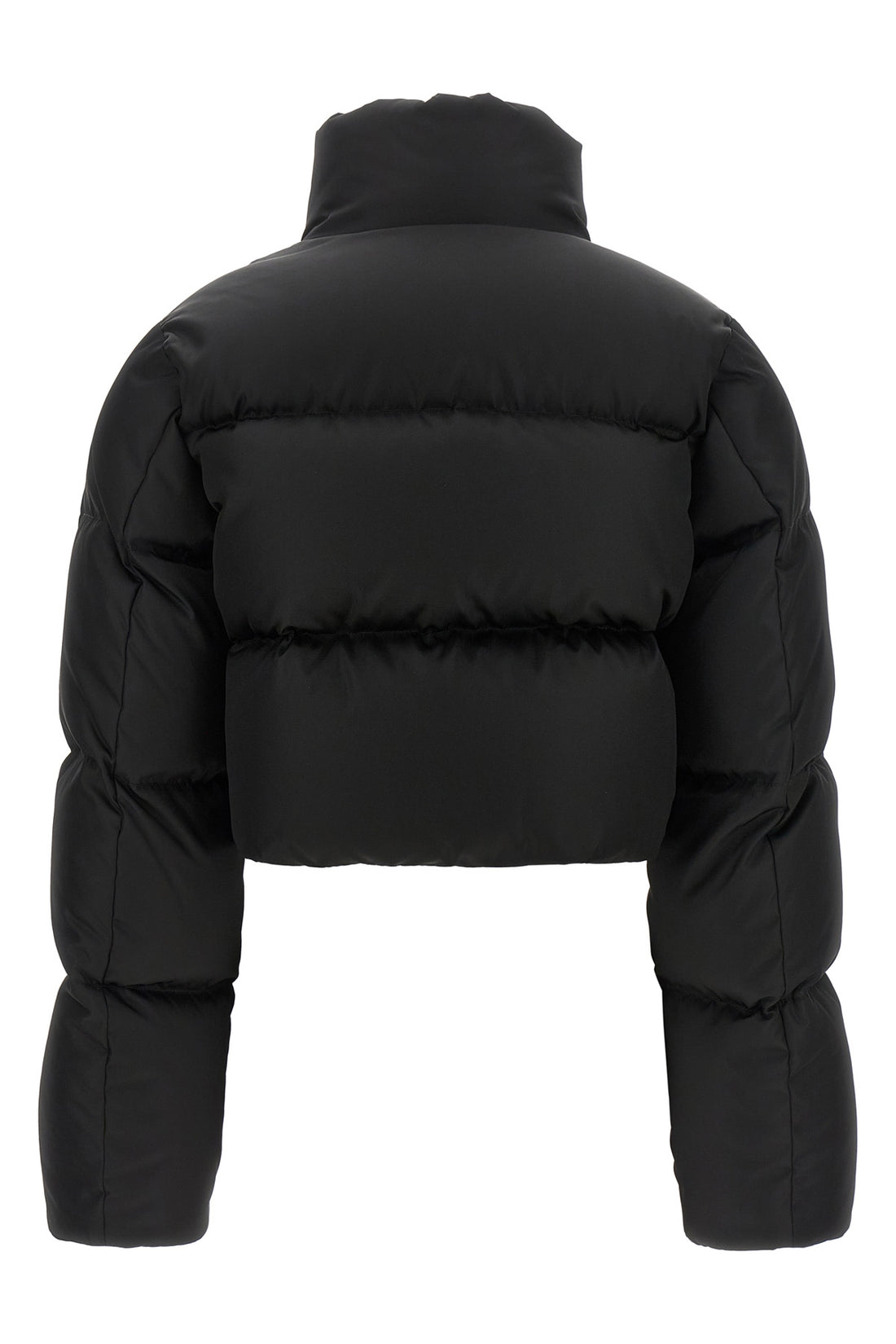 PRADA 38 prada cropped down jacket in iconic re-nylon redefines the volumes of contempora