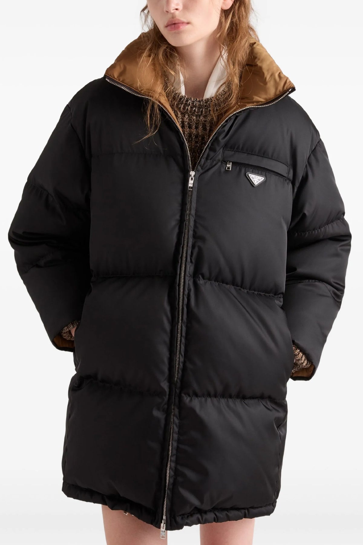 maxi quilted re-nylon down jacket