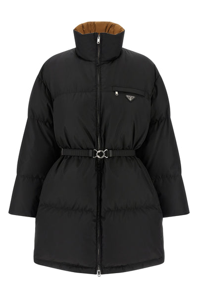 maxi quilted re-nylon down jacket