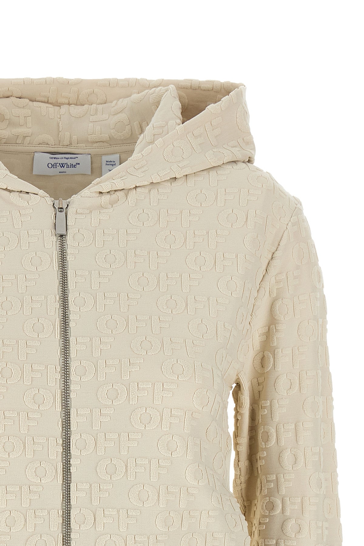 the off-white ss terry off slim zipup hoodie defines a new interpretation of cas