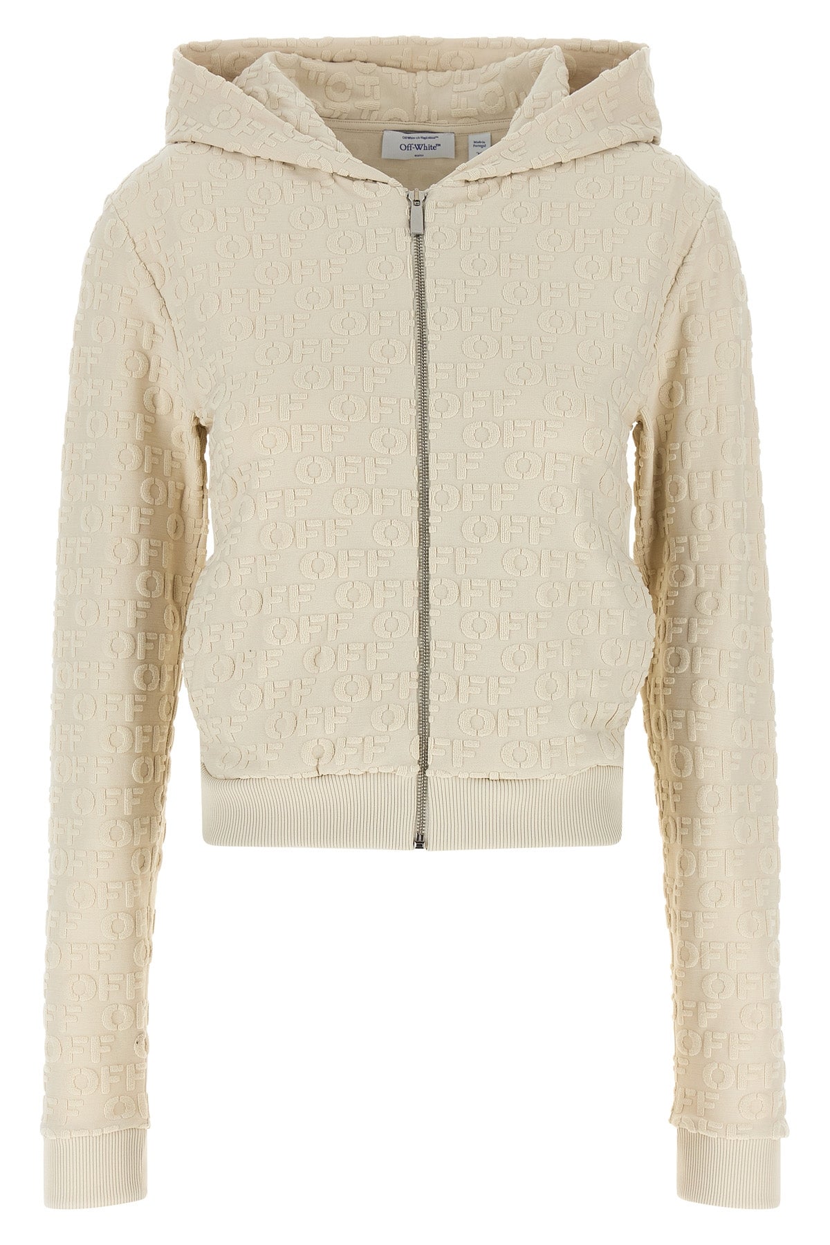 the off-white ss terry off slim zipup hoodie defines a new interpretation of cas