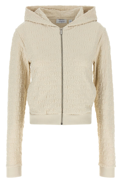 the off-white ss terry off slim zipup hoodie defines a new interpretation of cas