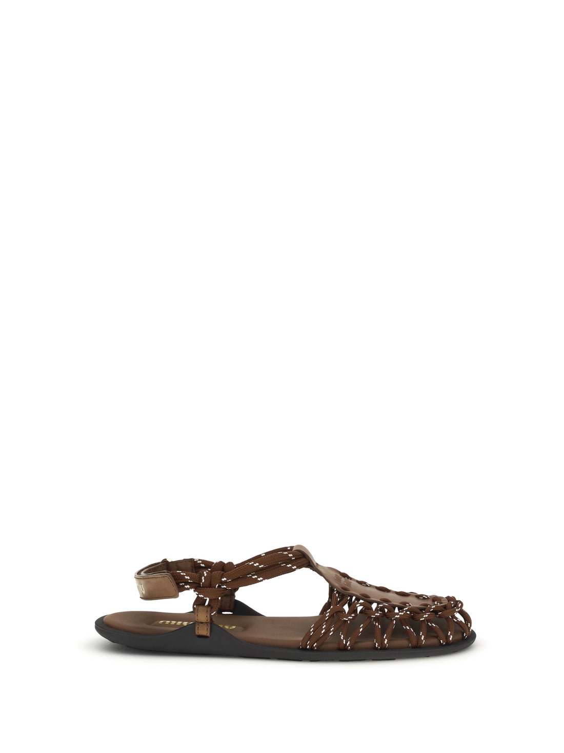 MIU MIU 37 rope and leather ruffle sandals