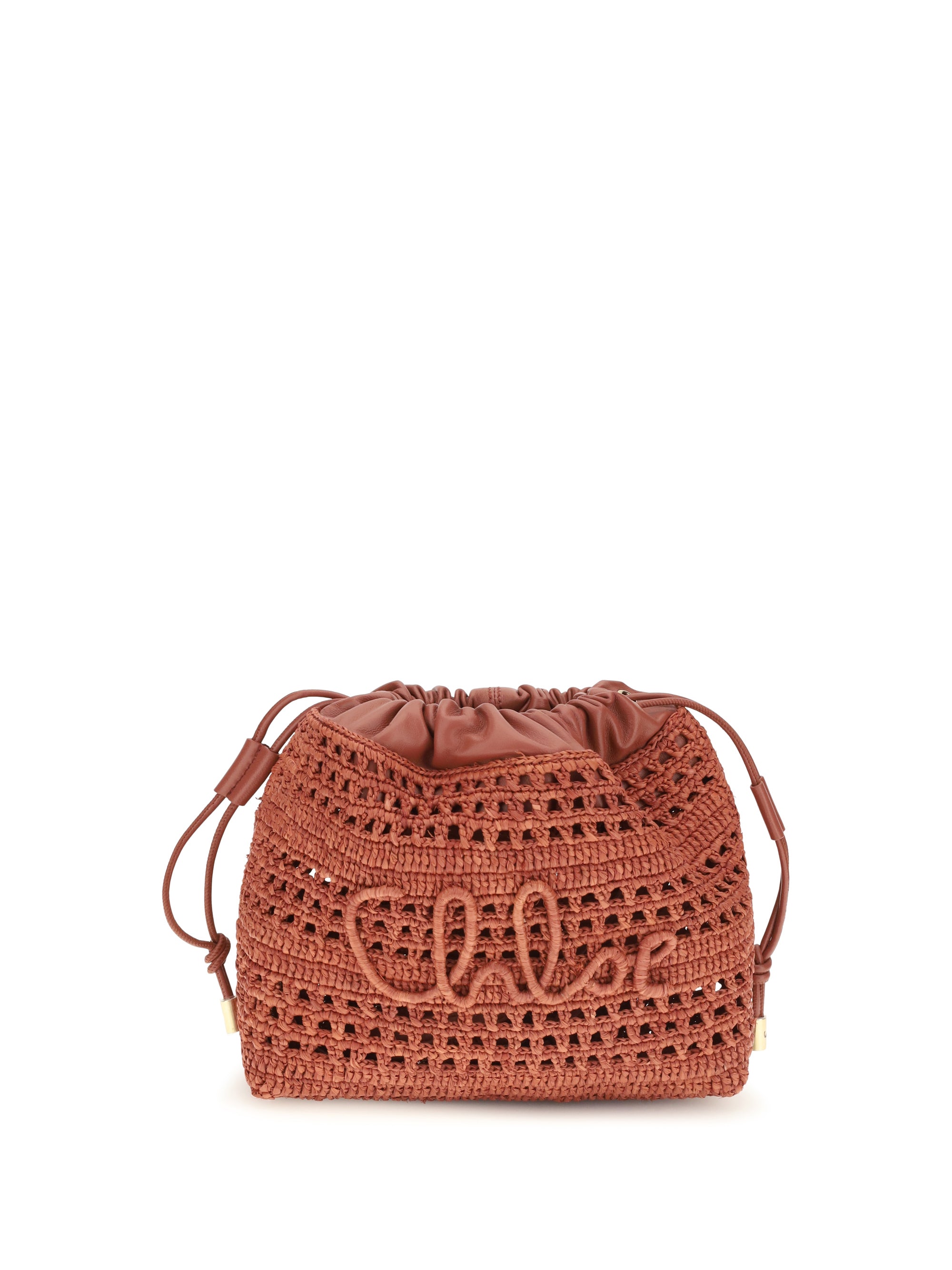 raffia drawstring shoulder bag