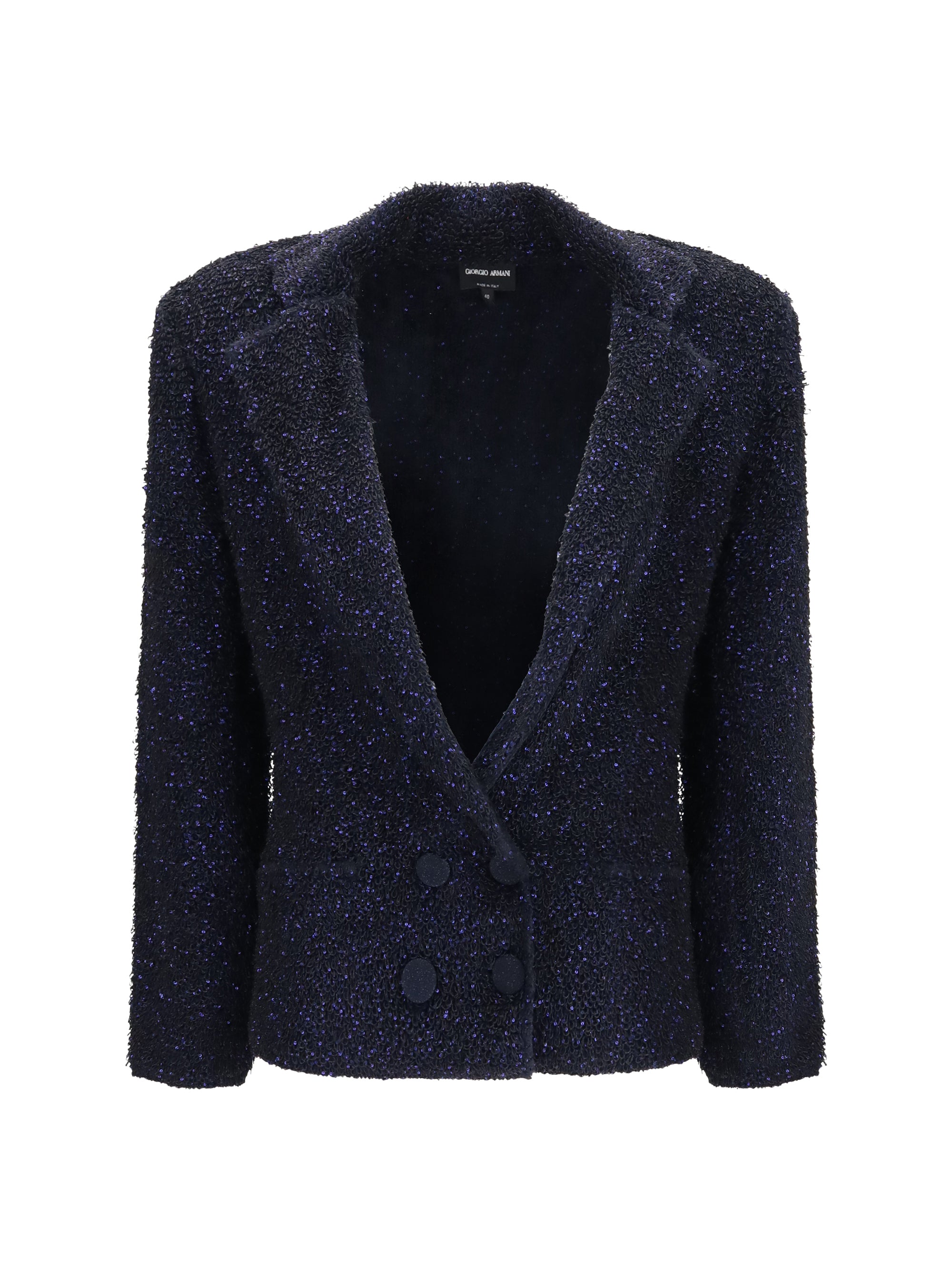 metallic-fiber viscose single-breasted blazer