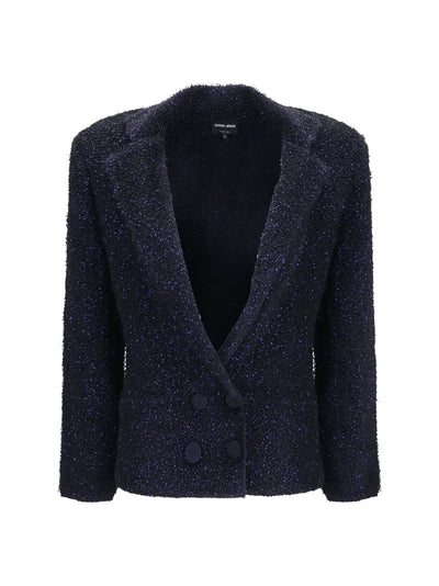 metallic-fiber viscose single-breasted blazer