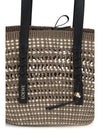 medium braid basket shoulder bag in iraca palm and calfskin
