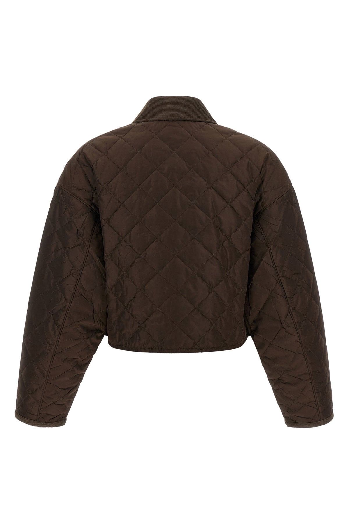 prada cropped blouson defines a new functional aesthetic through compact volumes