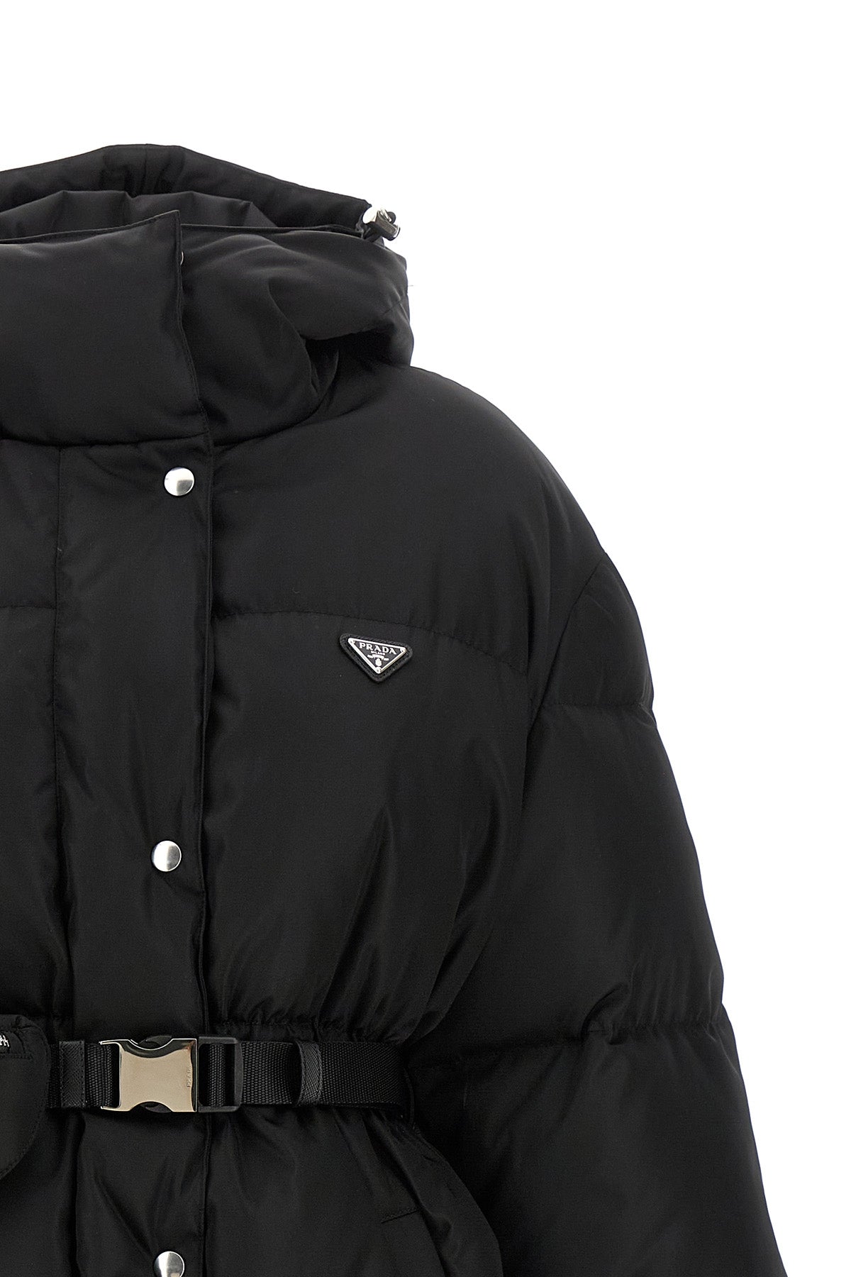 the prada re-nylon down jacket combines functional aesthetics
