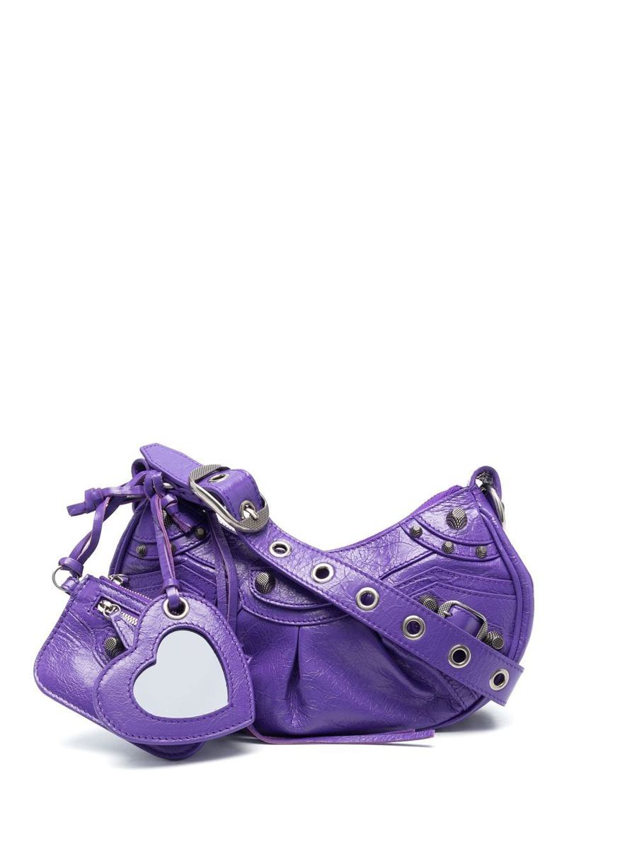 BALENCIAGA Le Cagole XS Purple Leather Shoulder Bag