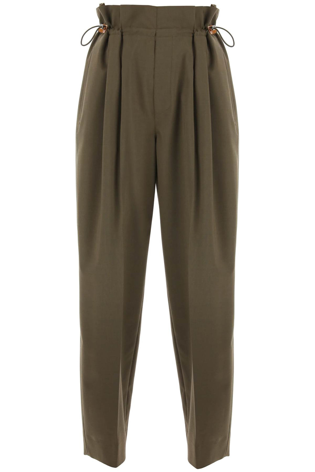 stretch wool drawstring pants