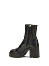 stretch leather platform ankle boots