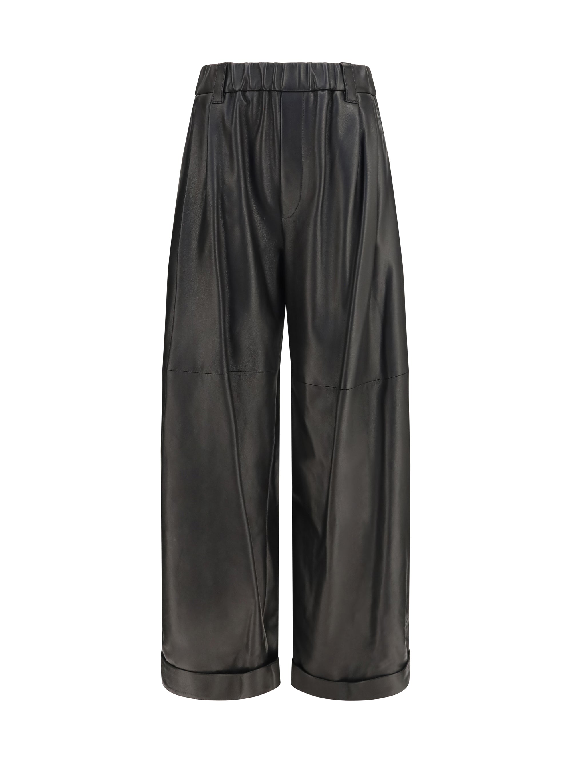 baggy nappa leather pants