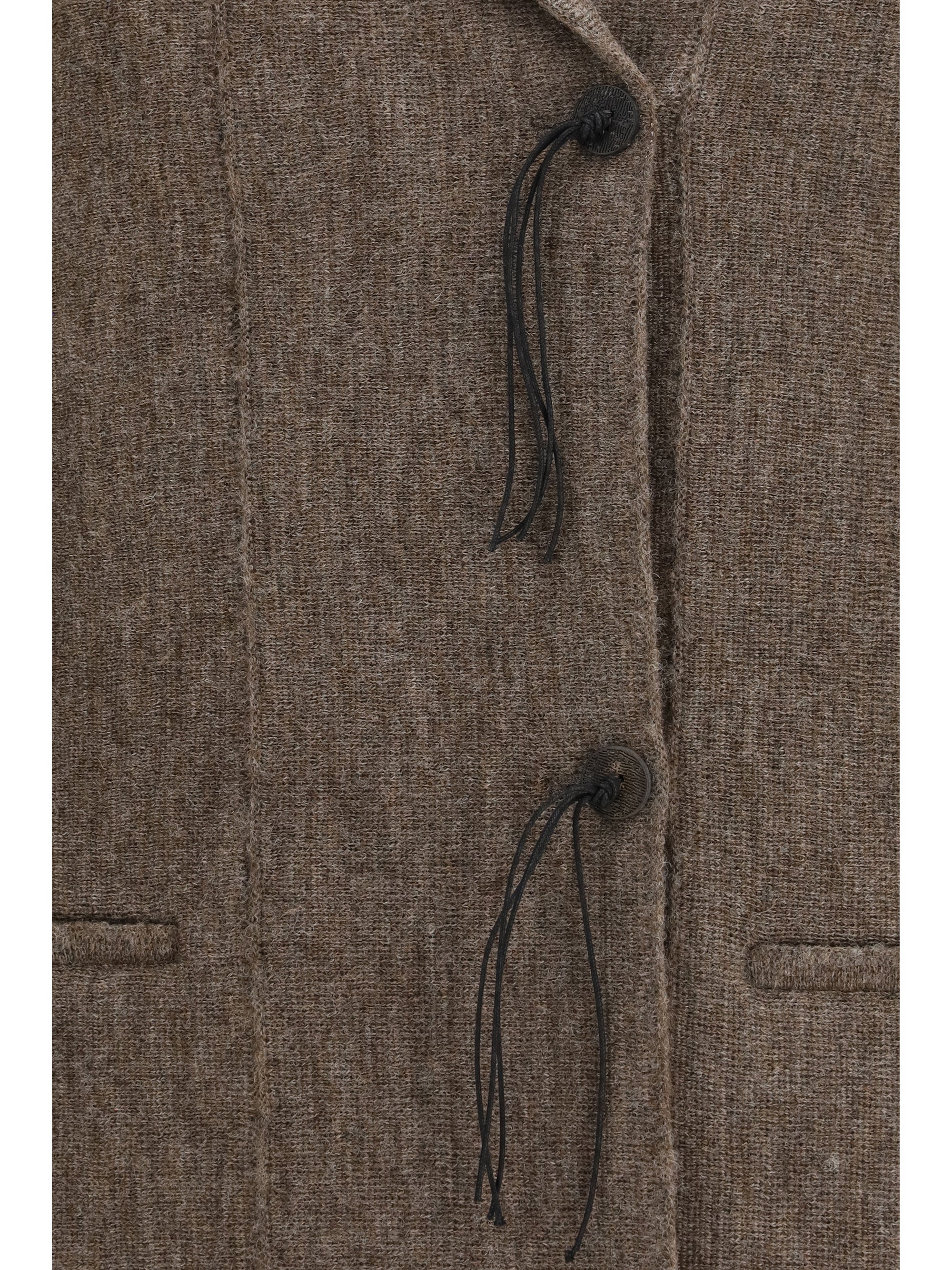 wool jersey jacket with leather tassels